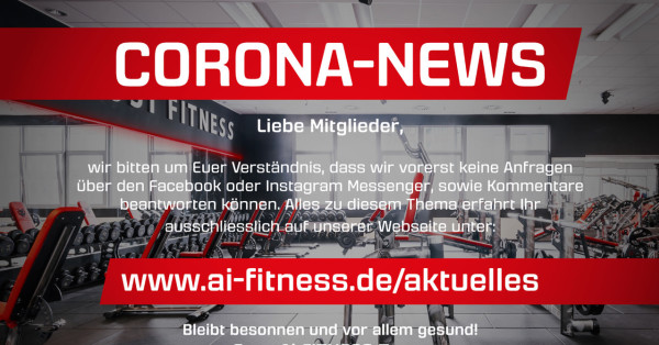 Ai Fitness Aktuelles Update 16 03 2020